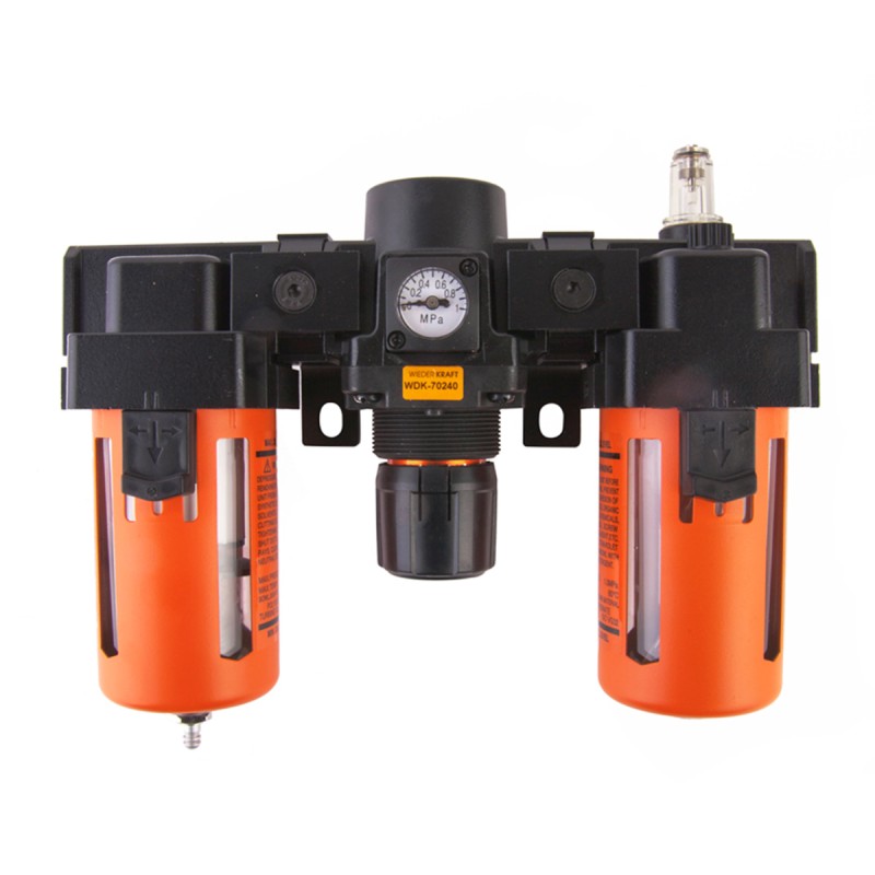 WDK-70240 Блок подготовки воздуха 1/2" с влагоотделителем, лубрикатором, регулятором и манометром, WiederKraft WDK-70240 Блок подготовки воздуха 1/2" с влагоотделителем, лубрикатором, регулятором и манометром, WiederKraft