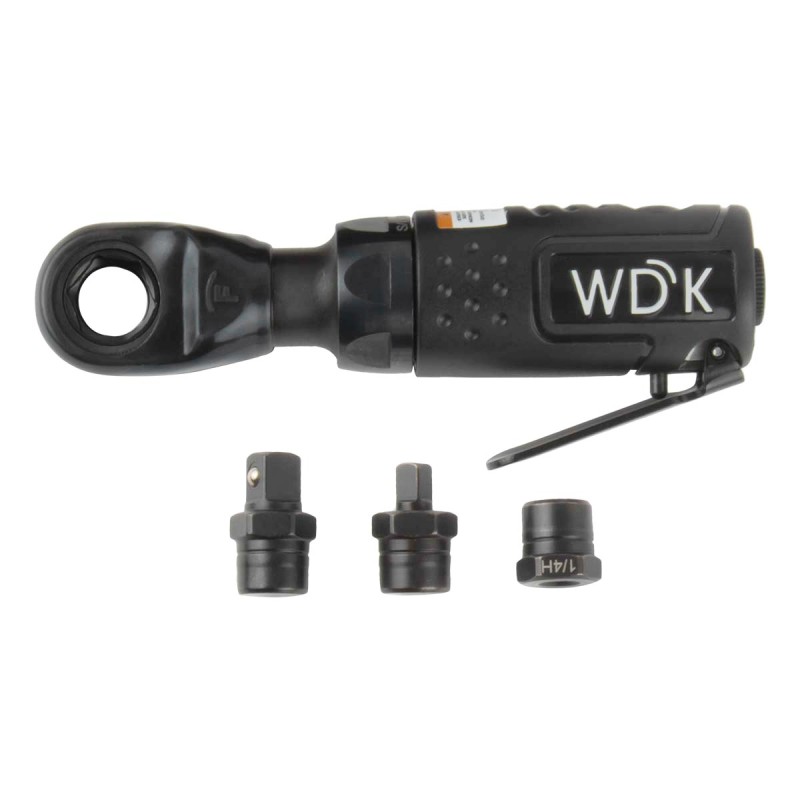 WDK-21340 Пневматическая трещотка со сменными приводами 1/4", 3/8", привод для бит 1/4" (6,3 мм), WiederKraft WDK-21340 Пневматическая трещотка со сменными приводами 1/4", 3/8", привод для бит 1/4" (6,3 мм), WiederKraft