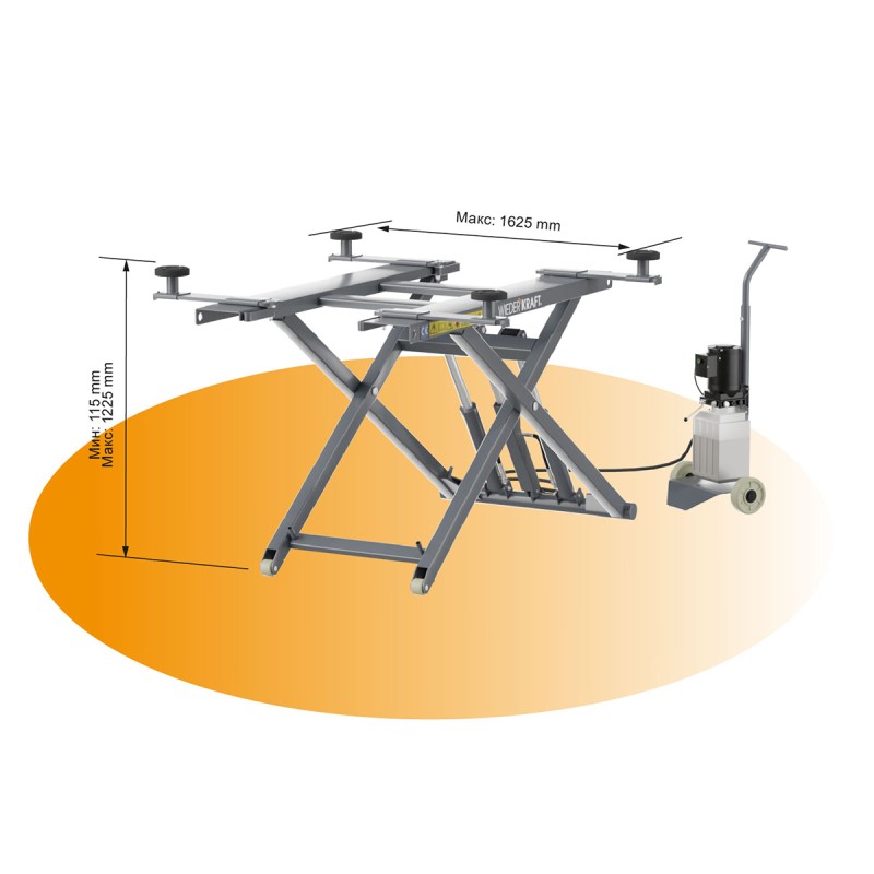 WDK-503 Ножничный мобильный подъемник, г/п 2700 кг, 220В / 2.2 кВт, WiederKraft