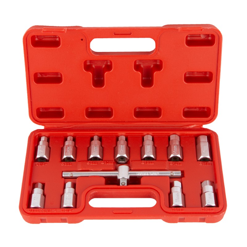 WDK-2141201 Набор для откручивания масляных пробок, 12 предметов, WiederKraft WDK-2141201 Набор для откручивания масляных пробок, 12 предметов, WiederKraft