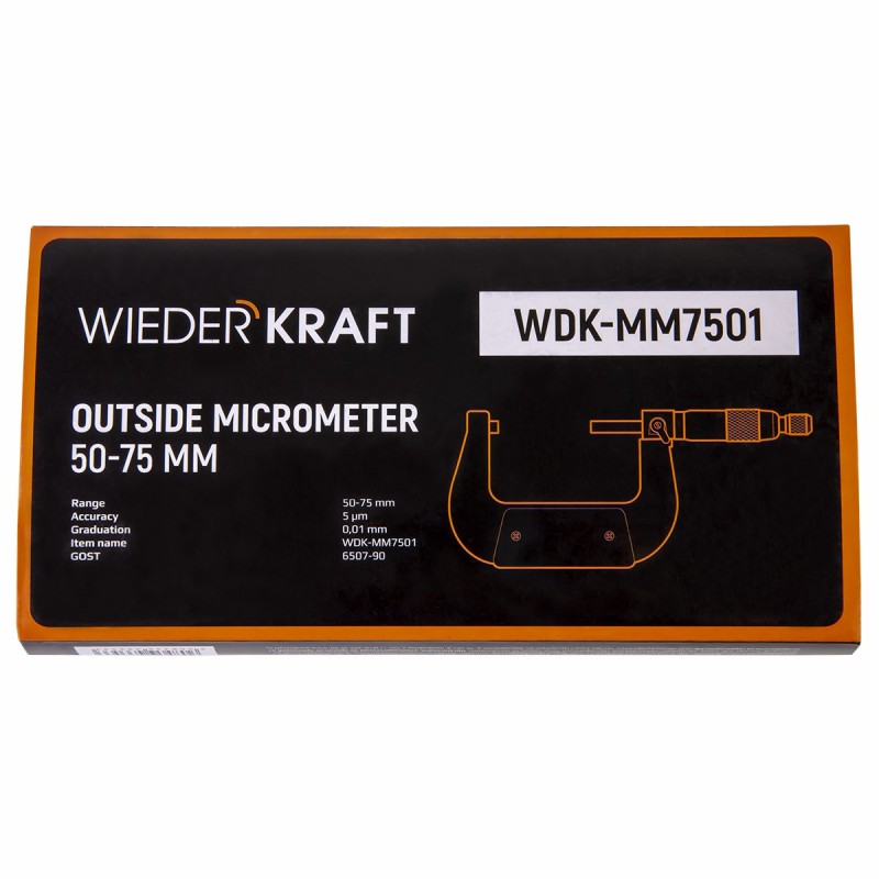 WDK-MM7501 Микрометр нониусный 50-75 мм, 0,01 мм, WiederKraft WDK-MM7501 Микрометр нониусный 50-75 мм, 0,01 мм, WiederKraft