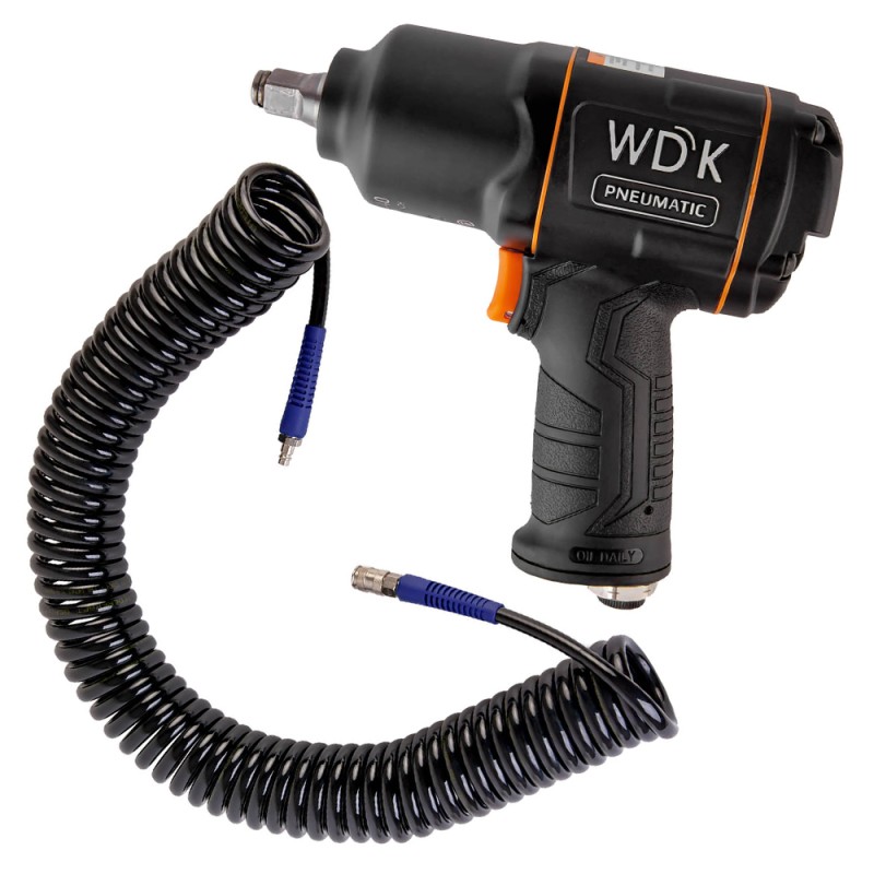 Пневматический ударный гайковерт со спиральным шлангом 1/2" WDK-20440H10