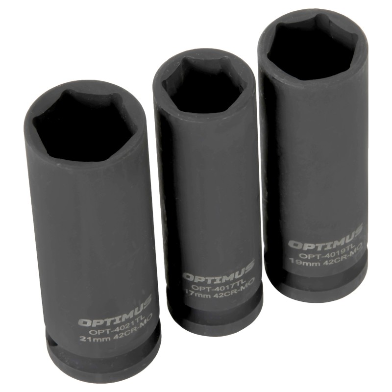 OPT-40303 Набор ударных головок тонкостенных 1/2", 17, 19, 21 мм, OPTIMUS OPT-40303 Набор ударных головок тонкостенных 1/2", 17, 19, 21 мм, OPTIMUS