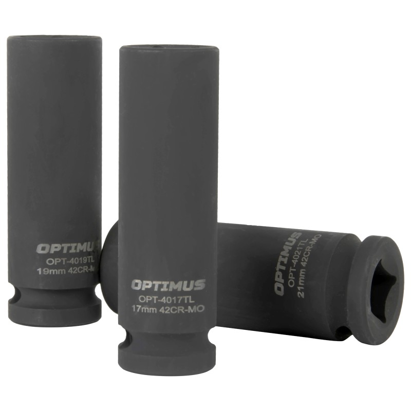 OPT-40303 Набор ударных головок тонкостенных 1/2", 17, 19, 21 мм, OPTIMUS OPT-40303 Набор ударных головок тонкостенных 1/2", 17, 19, 21 мм, OPTIMUS