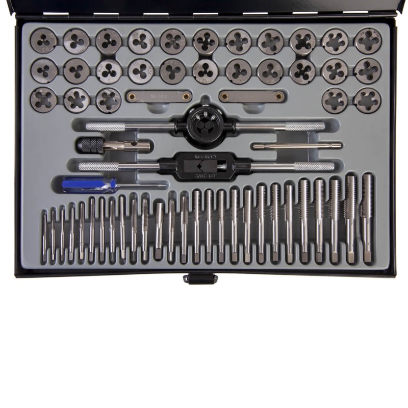 WDK-DT3060 Набор метчиков и плашек М3-М12, 4-40 - 1/8NPT27, 60 предметов, метрическая и дюймовая резьба, WiederKraft