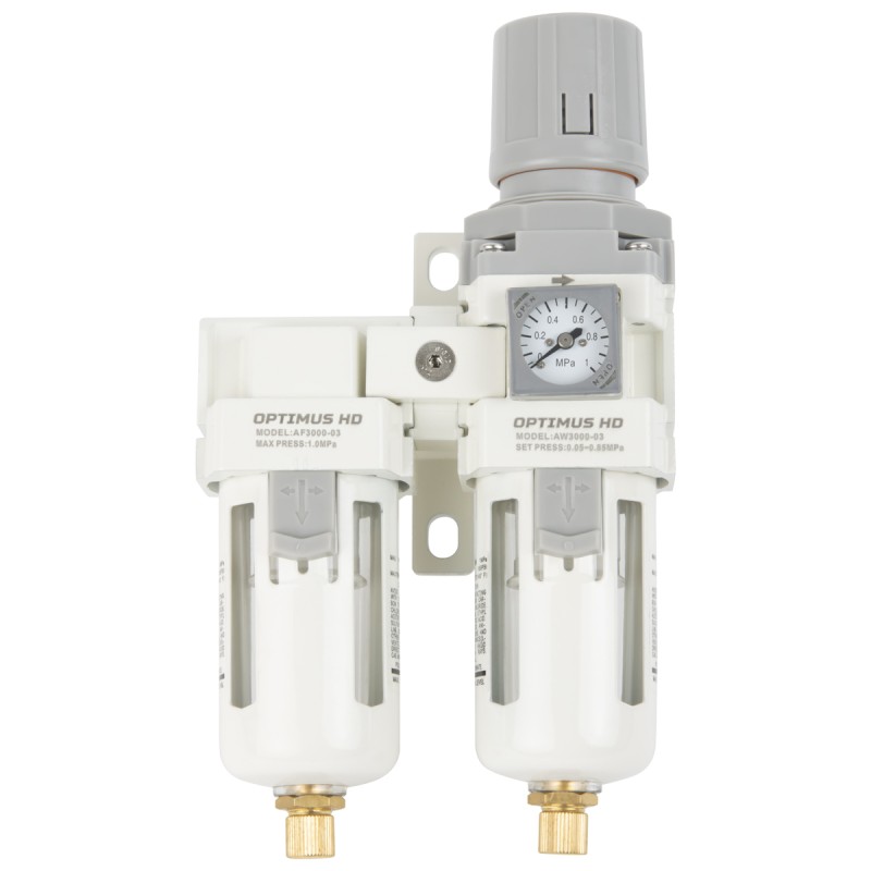 AFW3000-03 Блок подготовки воздуха 3/8" с влагоотделителем, регулятором и манометром, OPTIMUS