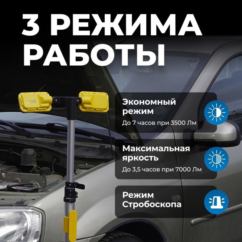 OPT-TL7000 Светодиодная мачта аккумуляторная складная (прожектор), 7000 Лм OPT-TL7000 Светодиодная мачта аккумуляторная складная (прожектор), 7000 Лм