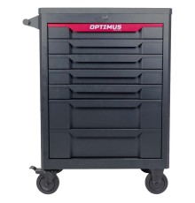 Тележка инструментальная 7 полок с набором инструментов, пластиковая столешниц OPTIMUS OPT-717P