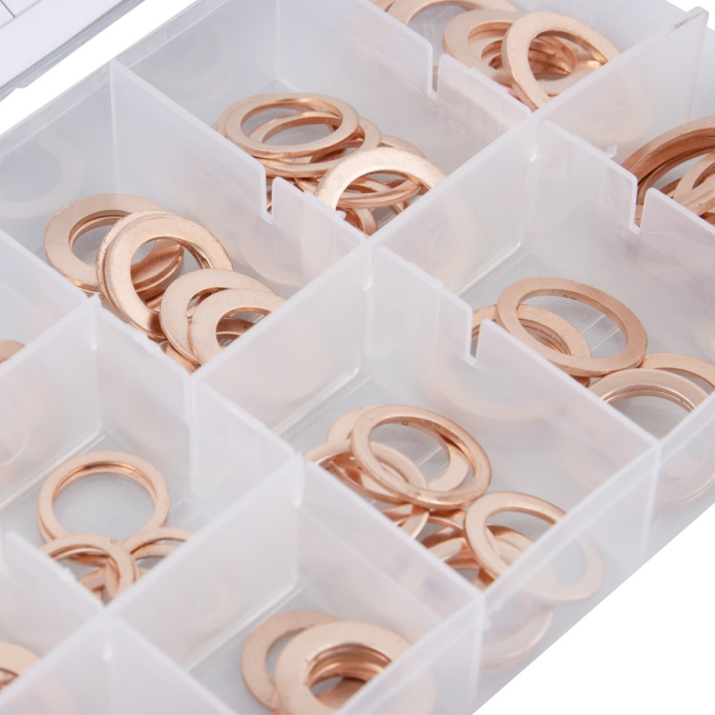 WDK-214067 Набор медных шайб, 15 типоразмеров, 150 шт, WiederKraft WDK-214067 Набор медных шайб, 15 типоразмеров, 150 шт, WiederKraft