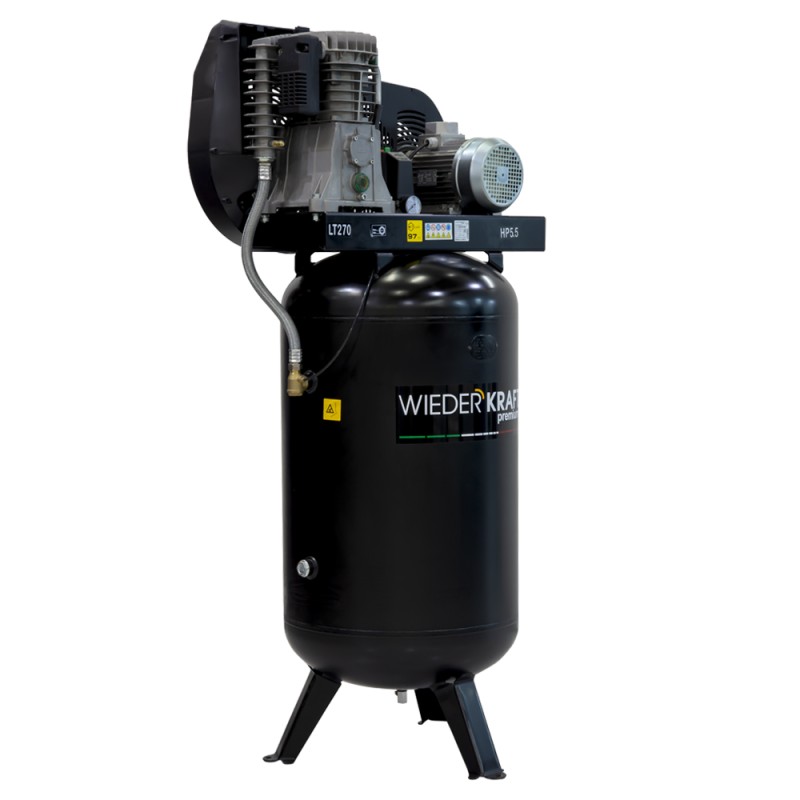 WDK-92760 Поршневой вертикальный компрессор с ременным приводом 606 л/мин, 11 бар, 380 В, 270 л, WiederKraft