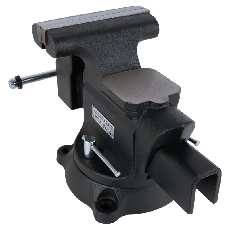 WDK-BV200 Профессиональные слесарные тиски поворотные с наковальней 200 мм, WiederKraft