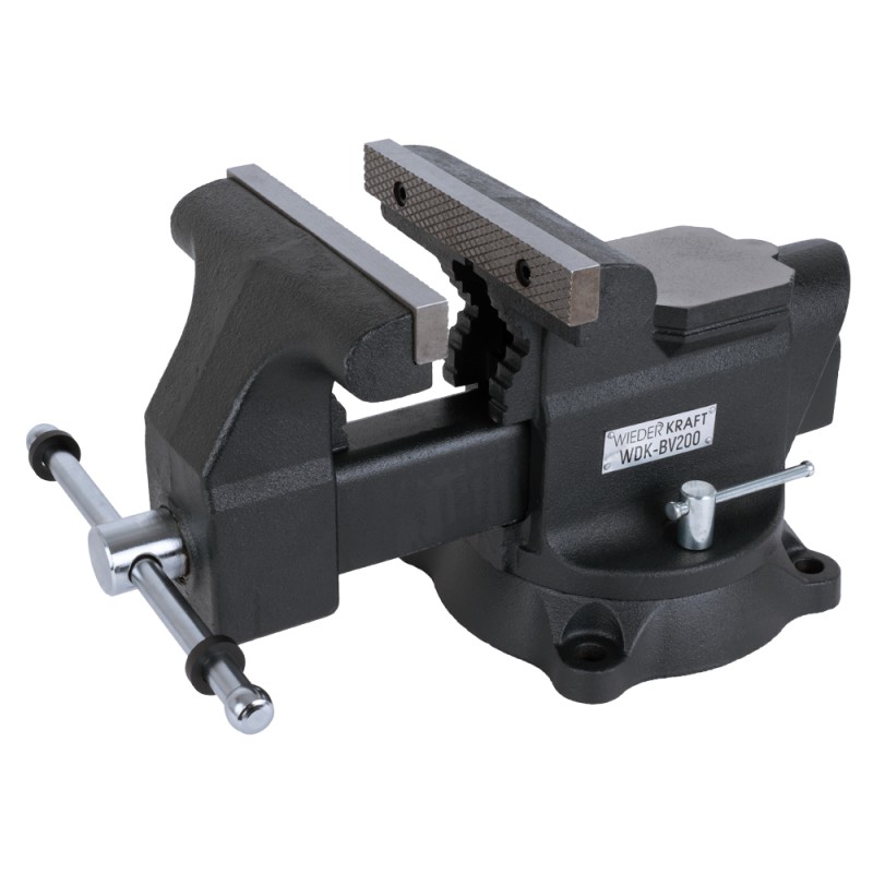 WDK-BV200 Профессиональные слесарные тиски поворотные с наковальней 200 мм, WiederKraft