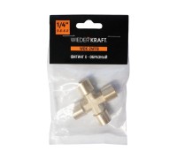 WDK-24FFB Фитинг X - образный, резъба 1/4" PT, F-F-F-F (внутренний), латунь