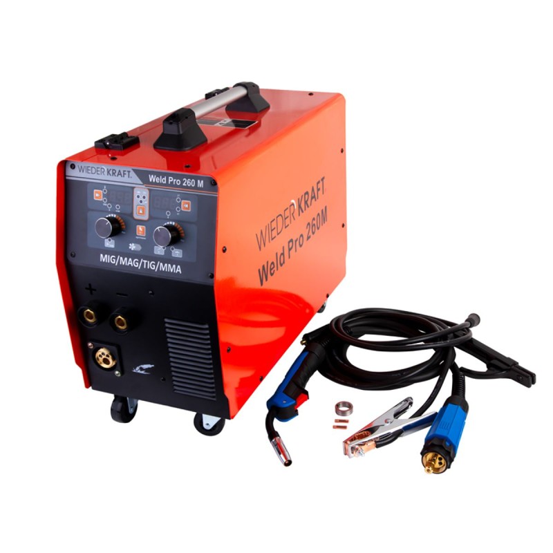 Weld Pro 260M Сварочный аппарат инверторный 260A, 220В MIG/MAG/MMA/Lift TIG с горелкой 24KD, WiederKraft Weld Pro 260M Сварочный аппарат инверторный 260A, 220В MIG/MAG/MMA/Lift TIG с горелкой 24KD, WiederKraft