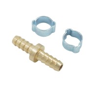 OPT-70808HH Штуцер соединительный латунный елочка-елочка 8 ? 8 мм, 2 обжимных оцинкованных стальных хомута