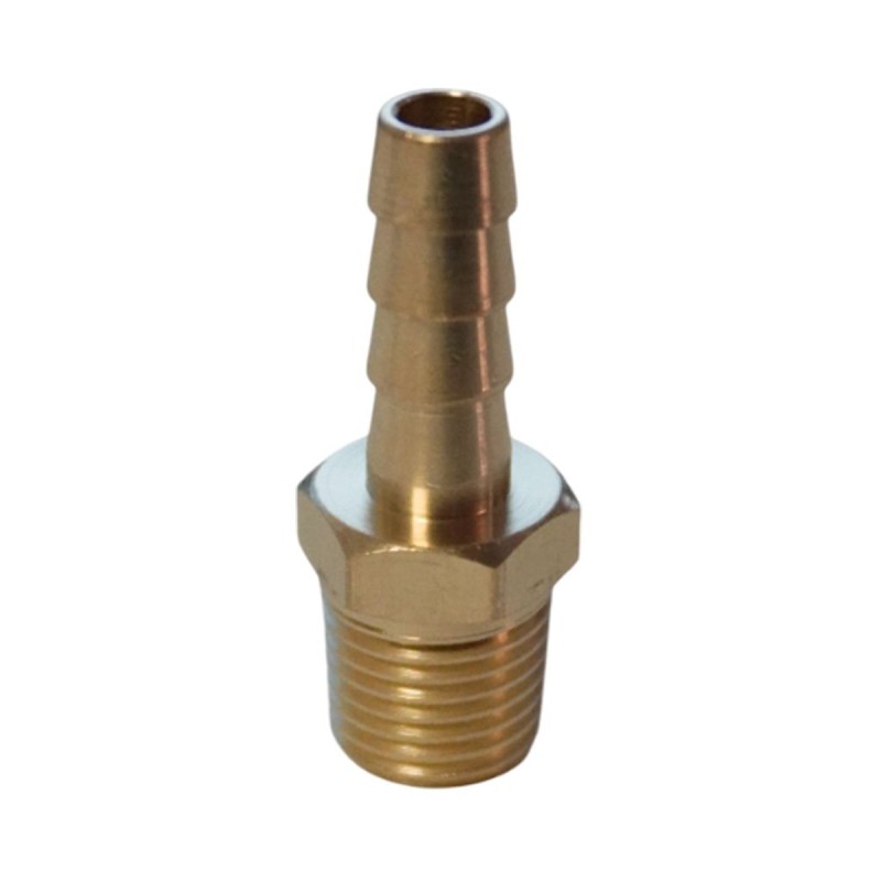 WDK-20MB Штуцер быстроразъемного соединения  "ёлочка" под шланг 8 мм, внешняя резьба 1/4" PT, латунь