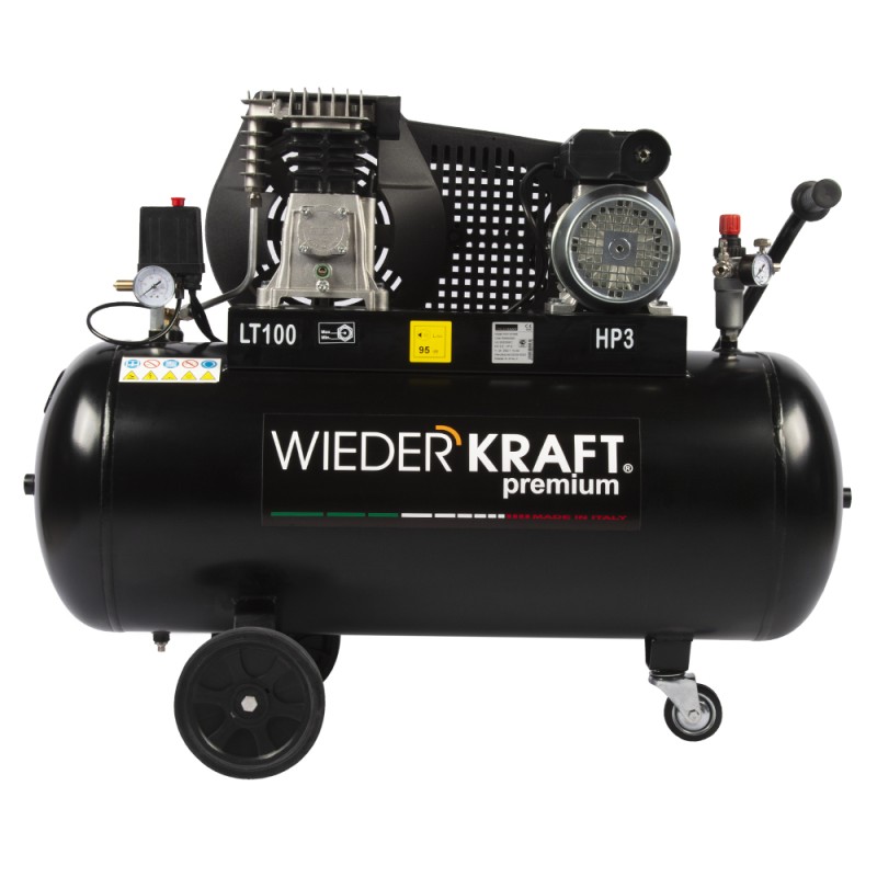 WDK-91032 Масляный поршневой компрессор с ременным приводом:320 л/мин, 9 бар; 220 В, ресивер 100 л, WiederKraft WDK-91032 Масляный поршневой компрессор с ременным приводом:320 л/мин, 9 бар; 220 В, ресивер 100 л, WiederKraft