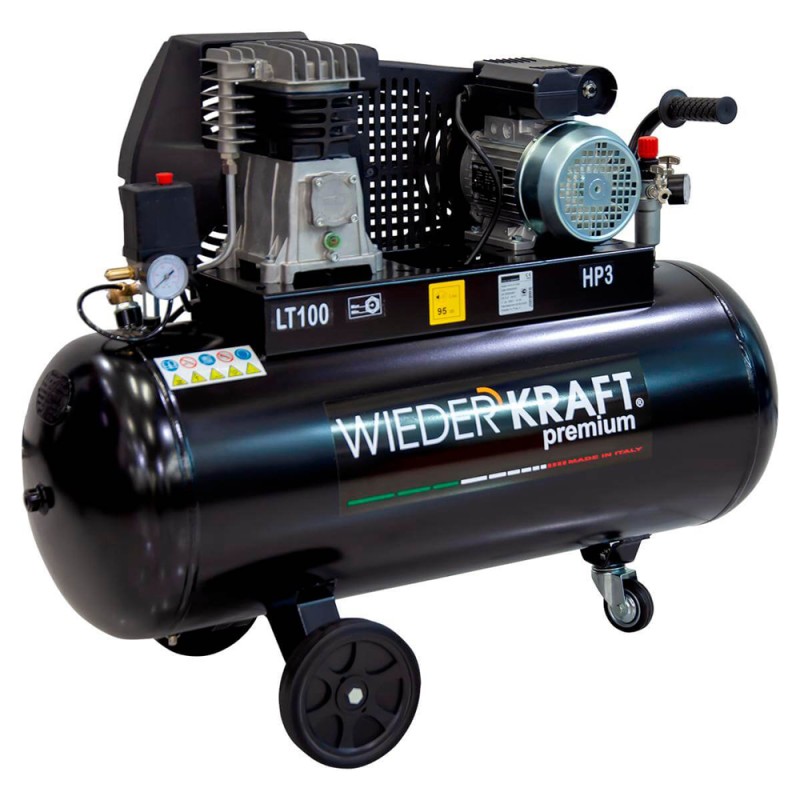 WDK-91032 Масляный поршневой компрессор с ременным приводом:320 л/мин, 9 бар; 220 В, ресивер 100 л, WiederKraft WDK-91032 Масляный поршневой компрессор с ременным приводом:320 л/мин, 9 бар; 220 В, ресивер 100 л, WiederKraft