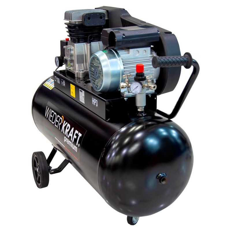 WDK-91032 Масляный поршневой компрессор с ременным приводом:320 л/мин, 9 бар; 220 В, ресивер 100 л, WiederKraft WDK-91032 Масляный поршневой компрессор с ременным приводом:320 л/мин, 9 бар; 220 В, ресивер 100 л, WiederKraft