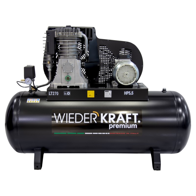 WDK-92765 Масляный поршневой компрессор с ременным приводом 656 л/мин, 11 бар, 380В/4.0 кВт, 270 л, WiederKraft WDK-92765 Масляный поршневой компрессор с ременным приводом 656 л/мин, 11 бар, 380В/4.0 кВт, 270 л, WiederKraft