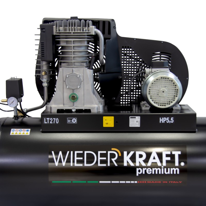 WDK-92765 Масляный поршневой компрессор с ременным приводом 656 л/мин, 11 бар, 380В/4.0 кВт, 270 л, WiederKraft WDK-92765 Масляный поршневой компрессор с ременным приводом 656 л/мин, 11 бар, 380В/4.0 кВт, 270 л, WiederKraft