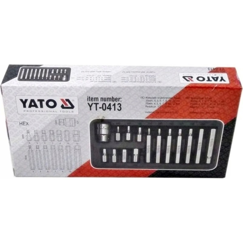 Набор специальных бит "НЕХ" с переходником 15 предм. YATO YT-0413