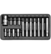 Набор специальных бит "НЕХ" с переходником 15 предм. YATO YT-0413