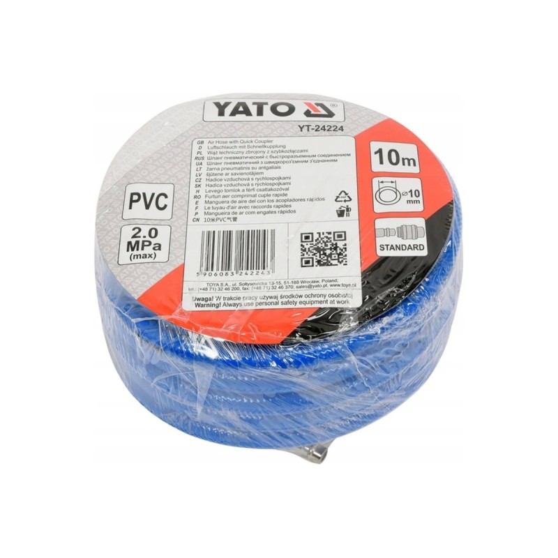 Пневмошланг PVC 10мм х 10м YATO YT-24224