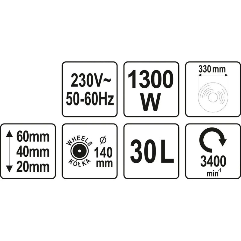 Газонокосилка электрическая 1300Вт, 330мм, 30л YATO YT-85200