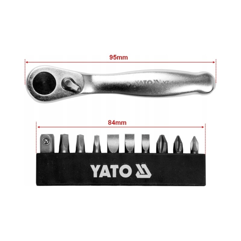 Набор бит с трещоткой 1/4", 11пр.  YATO YT-14390
