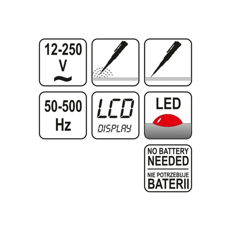 Отвертка-индикатор цифровая 12-220В YATO YT-2862