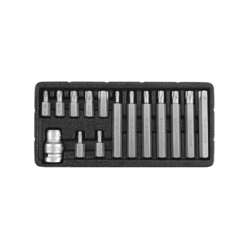 Набор специальных бит TORX SECURITY Т25-Т55 с переходником 15 предм. YATO YT-0417