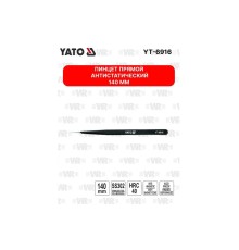 Пинцет прямой антистатический 140мм YATO YT-6916