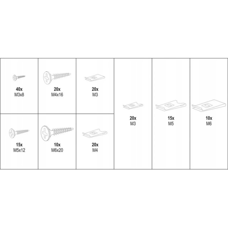 Набор саморезов и металических клипс для кузовных работ, 170 пр YATO YT-06780