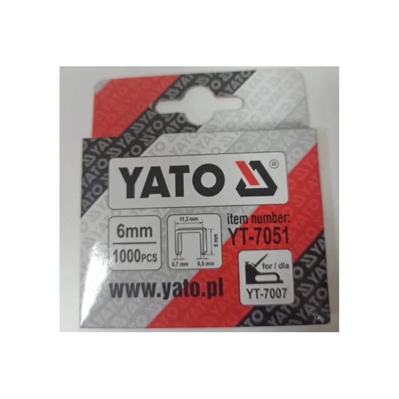 Скобы 6мм, 0,7 х 11,2 1000шт. YATO YT-7051