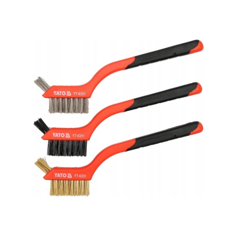 Набор металлических щёток 3 предмета 180мм с пластиковой ручкой YATO YT-6351