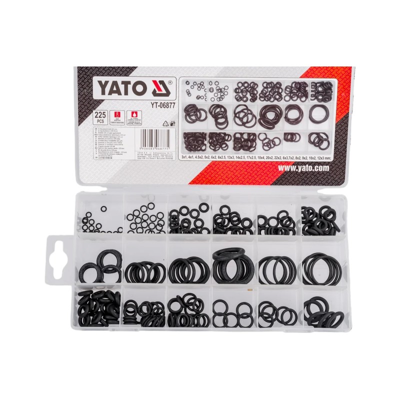 Набор резиновых прокладок (колец) 225шт YATO YT-06877