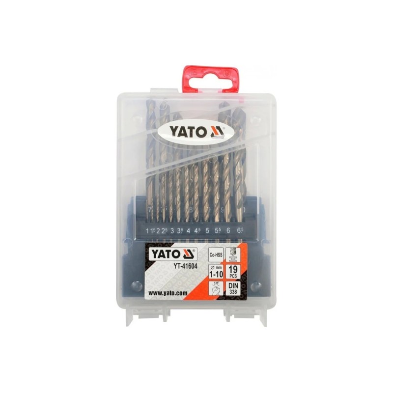 Набор сверл по металлу CO-HSS 1-10мм 19пр YATO YT-41604