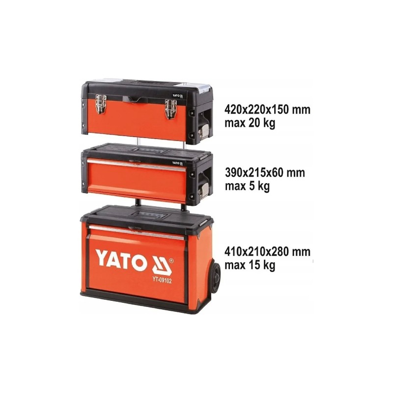 Тележка инструментальная 3 секции, 3 ящика YATO YT-09102
