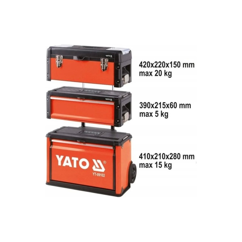 Тележка инструментальная 3 секции, 3 ящика YATO YT-09102
