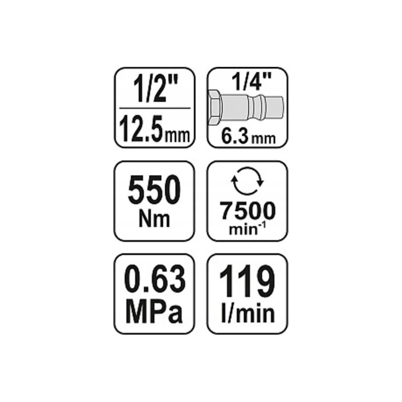 Пневматический ключ 1/2" 550 Нм YATO YT-09511
