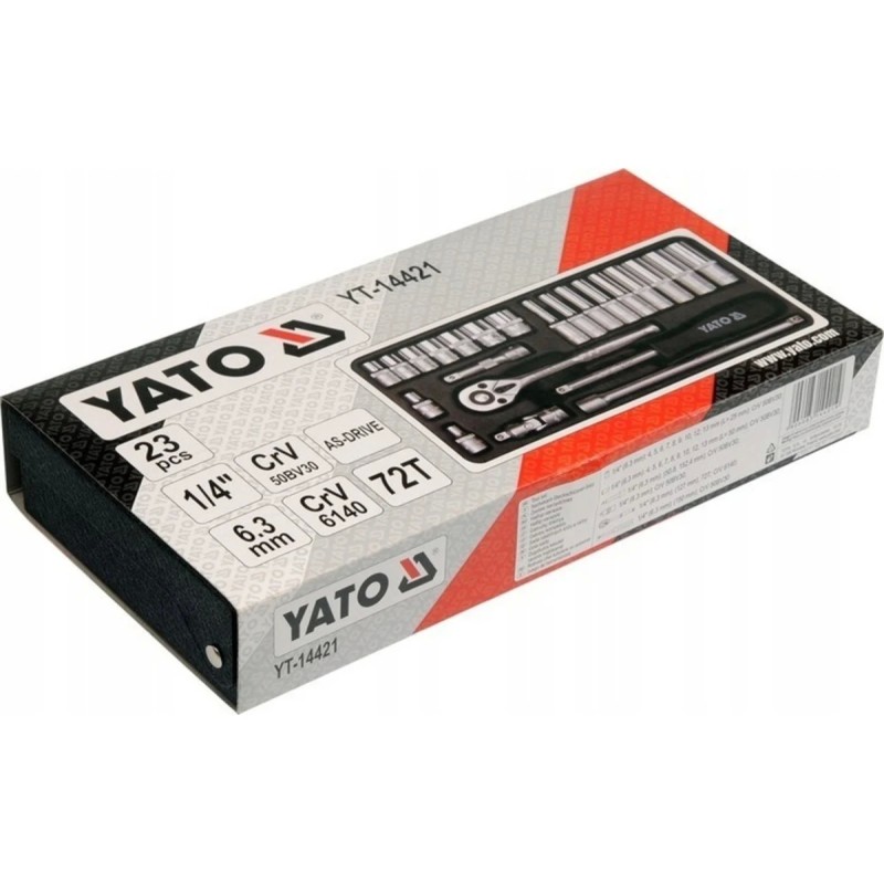 Набор торцевых головок 1/4" 23 пр. YATO YT-14421