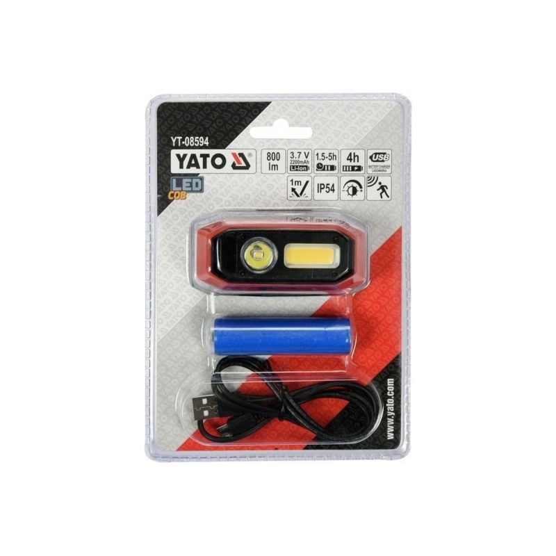 Налобный фонарь 800лм, аккум. датчик движения YATO YT-08594