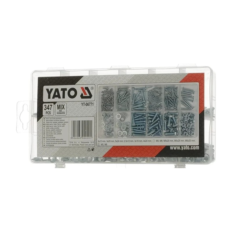 Набор винты/гайки/болты/шайбы, 347 пр YATO YT-06771
