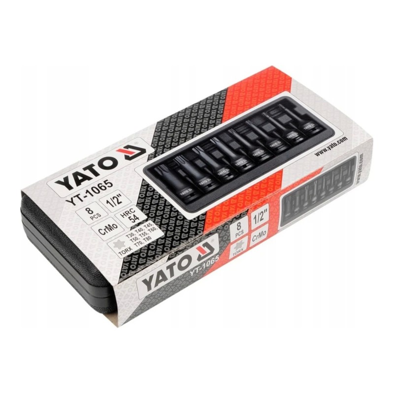 Набор ударных головок-бит TORX 1/2" 8пр YATO YT-1065