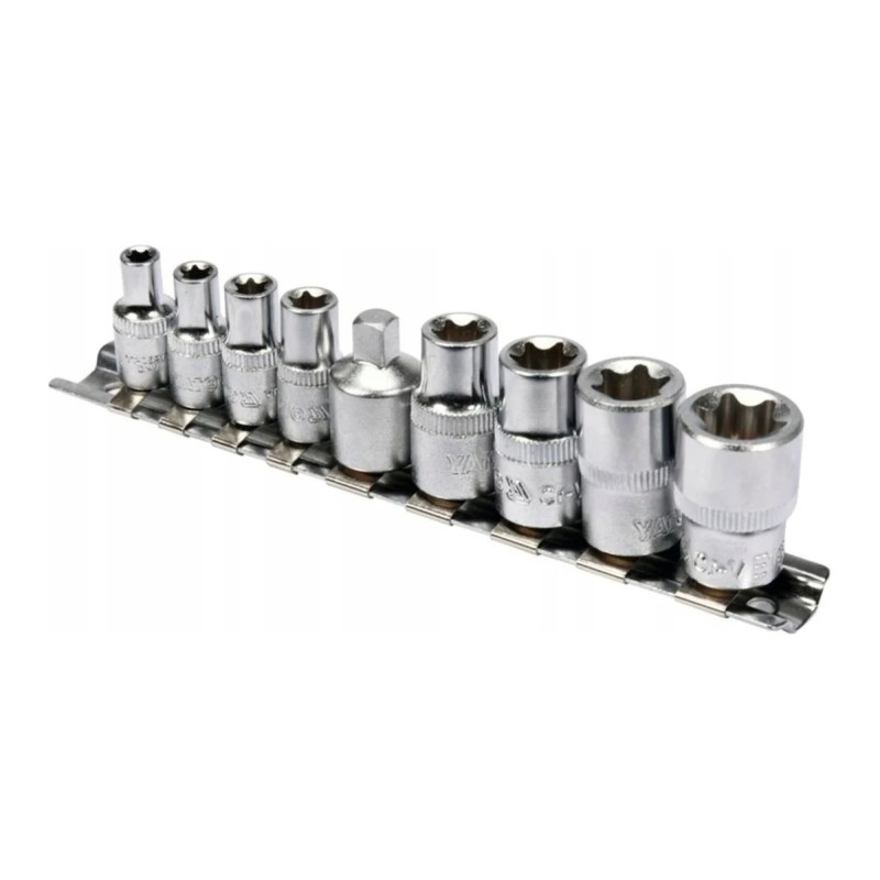 Набор торцевых головок "ТОRХ" с переходником Е5-Е16 (9 предм.) YATO YT-0520