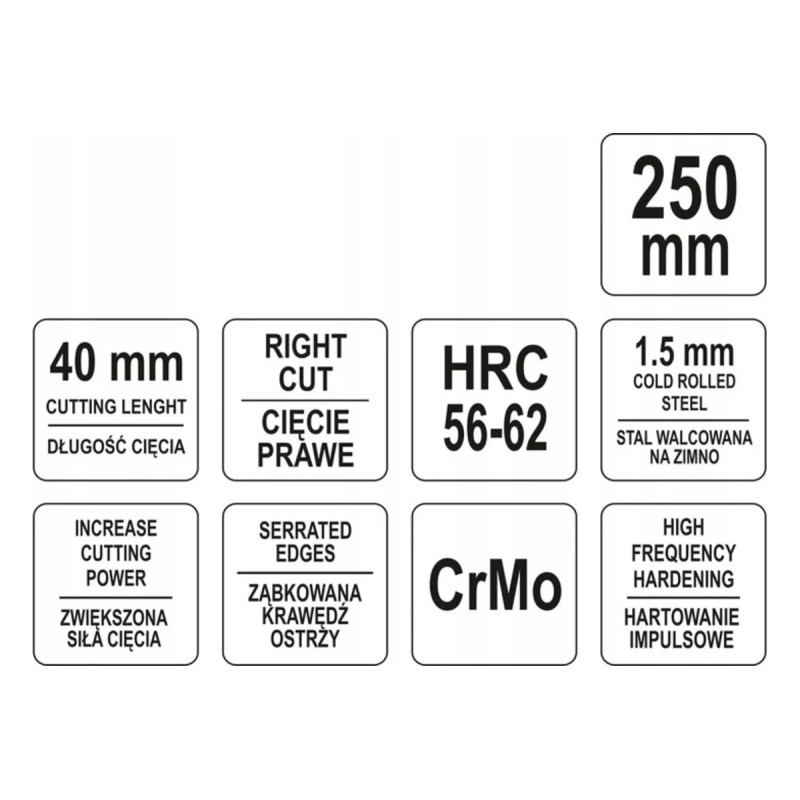Ножницы по металлу (правые) 250мм YATO YT-1961