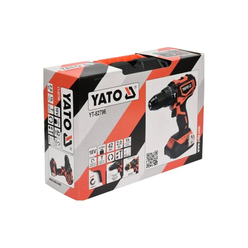 Бесщеточная ударная дрель-шуруповерт 18В  YATO YT-82796