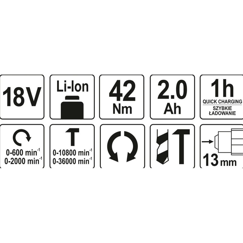 Бесщеточная ударная дрель-шуруповерт 18В  YATO YT-82796