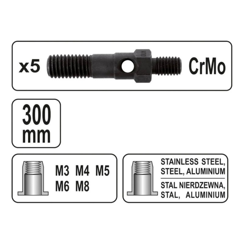Заклепочник для резьбовых заклепок М3-М8 YATO YT-36112